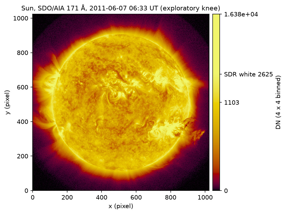 The Sun in extreme ultraviolet at 171 angstroms; active regions and loops at the limb are the brightest parts.